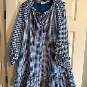 Vineyard Vines Royal Blue Checkered Midi Dress, women’s size XL